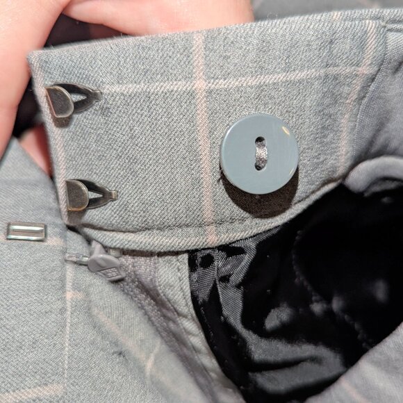 Express Columnist Mid Rise Ankle Gray Plaid Dress Pants stretch - Picture 6 of 7